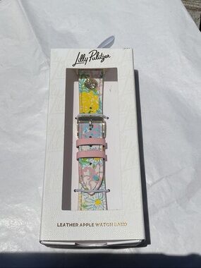 Lilly Pulitzer Pastel Floral Leather Apple Watch Band “Lilly Garden Home”